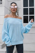 Off-Shoulder Ribbed Long Sleeve Pullover Sweater Sweater Pullovers