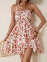 Smocked Floral Square Neck Cami Dress Casual Dresses