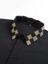 Men's Full Size Plaid Trim Collar Long Sleeve Shirt Plus Size Mens Tops