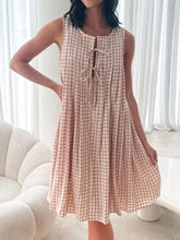 Tied Front Sleeveless Plaid Dress Casual Dresses