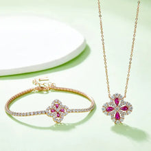 Lab-Grown Ruby 925 Sterling Silver Flower Shape Necklace Necklaces