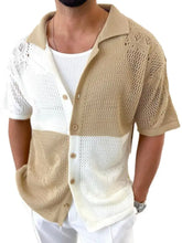 Men's Contrast Button Down Hollow Out Shirt Mens Tops