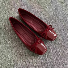 Square Toe Flats Slip-Ons Burgundy Woman Loafers