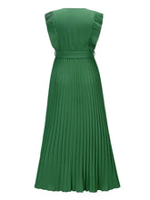 Tied Surplice Cap Sleeve Pleated Dress Maxi Dresses