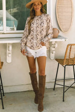 Printed Round Neck Long Sleeve Blouse Woman Blouses