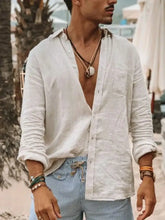 Men's Full Size Linen Button Down Shirt Plus Size Mens Tops