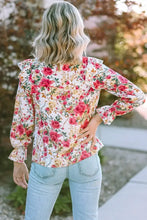 Floral Round Neck Smocked Blouse Woman Blouses