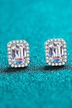 Adored 1 Carat Moissanite Rhodium-Plated Square Stud Earrings Silver One Size Earrings
