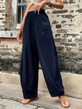 Elastic Waist Pants with Pockets Woman Pants