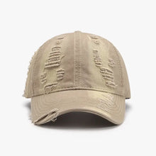 Distressed Adjustable Cotton Baseball Cap Khaki One Size Hats