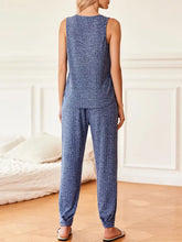 Ribbed Knit V-Neck Tank and Pants Lounge Set Woman Loungewear Sets