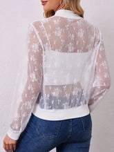 Lace Baseball Collar Zip Up Jacket Woman Outerwear