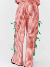 Side Tied Plaid Pants Woman Pants