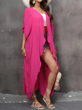 Open Front Half Sleeve Cover Up Swimwear Cover-Ups