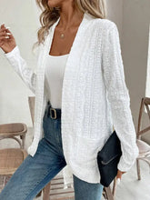 Pocketed Eyelet Open Front Cover Up Woman Outerwear