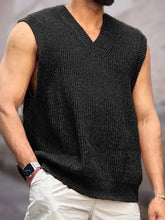 Men's V-Neck Knit Sweater Vest Black Mens Tops