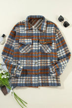 Plaid Collared Neck Jacket with Chest Pockets Woman Outerwear