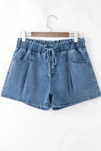 Drawstring High Waist Denim Shorts with Pockets Denim Shorts