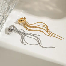 Dual-Tone Tassel Chain Drop Ear Cuff Earrings Fashion Jewelry