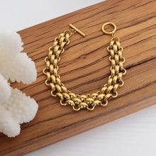 Gold Chain Link Jewelry Set with Necklace and Bracelet Fashion Jewelry