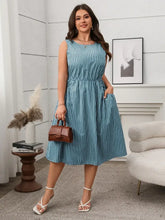 Plus Size Striped Round Neck Sleeveless Dress Woman Casual Dress