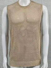 Men's Openwork Round Neck Sleeveless Knit Top Mens Tops