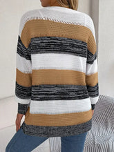 Openwork Striped Open Front Cardigan Woman Outerwear