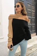 Ribbed Off-Shoulder Lantern Sleeve Pullover Sweater Sweater Pullovers
