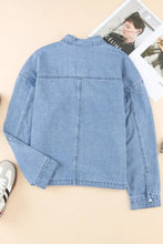 Drawstring Snap Down Denim Jacket with Chest Pockets Woman Outerwear