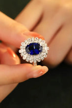 5 Carat Lab-Grown Sapphire Flower Shape Ring Royal Blue Rings