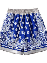 Men's Drawstring Printed Shorts with Pockets Royal Blue Mens Bottoms