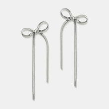 Stainless Steel Bow Bar Earrings Silver One Size Earrings