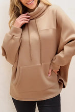 Drawstring Turtleneck Long Sleeve Sweatshirt Camel Woman Sweatshirts