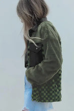 Pocketed Checkered Collared Neck Snap Down Jacket Woman Outerwear