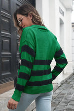 Striped Johnny Collar Sweater Sweater Pullovers