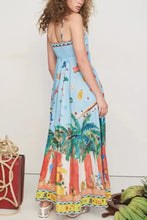 Printed Square Neck Maxi Cami Dress with Pockets Woman Maxi Dress