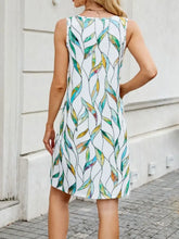 Printed V-Neck Sleeveless Mini Dress with Pockets Casual Dresses