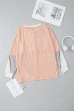 Exposed Seam Color Block Round Neck Top Woman Sweatshirts