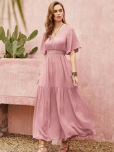 Lace Detail V-Neck Short Sleeve Dress Woman Casual Dress