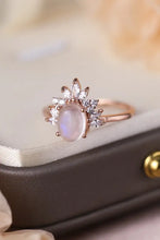 High Quality Natural Moonstone 18K Rose Gold-Plated 925 Sterling Silver Ring Rings