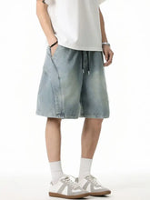Men's Plus Size Drawstring Basic style Demin Shorts Medium Denim Shorts