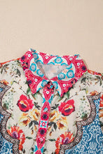 Floral Mixed Pattern Ruffle Flutter Sleeve Buttoned Dress Casual Dresses