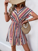 Striped Surplice Short Sleeve Dress Multicolor Casual Dresses