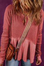 Notched Neck Long Sleeve Slit Blouse Woman Blouses