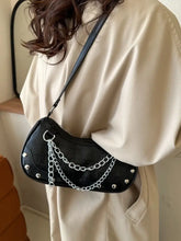 Chain PU Leather Shoulder Bag Black One Size Shoulder Bags
