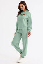 Cutout Drawstring Hoodie and Joggers Active Set Light Green Woman Activewear