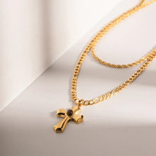 18K Gold-Plated Double Layered Cross Necklace Necklaces