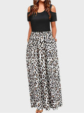 Leopard Round Neck Cold Shoulder Dress Leopard Woman Maxi Dress