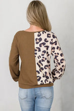Leopard V-Neck Waffle-Knit Top Woman Blouses