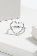 925 Sterling Silver Inlaid Zircon Heart Ring Silver Rings